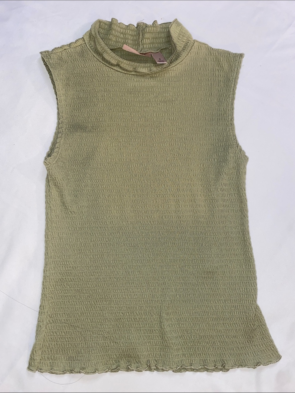 Ribbed Mock-Neck Tank Top in Light Olive